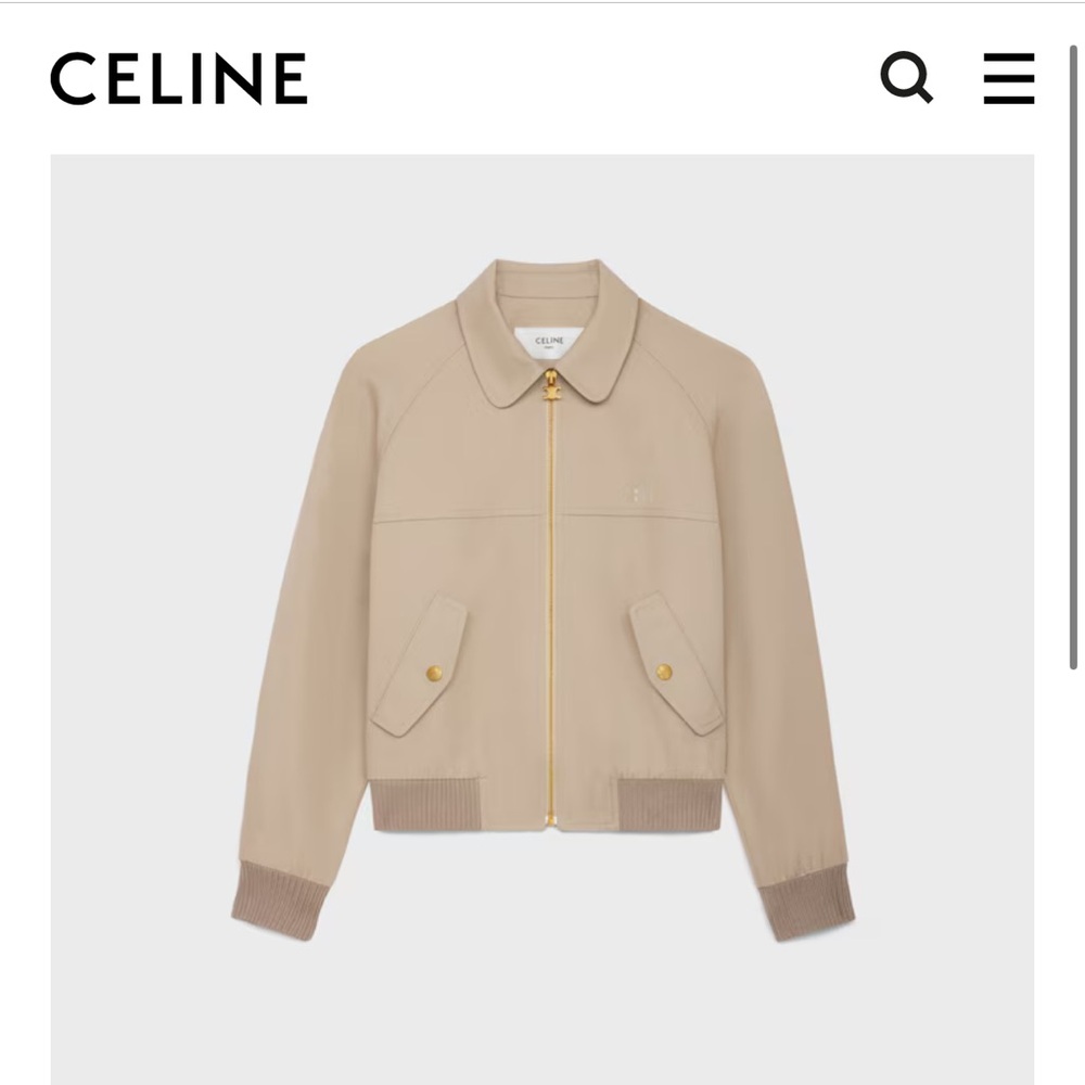 Celine Tan Bomber Jacket with Gold Accents